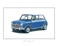 Austin Mini Cooper S blue classic car print