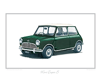Austin Mini Cooper S green classic car print