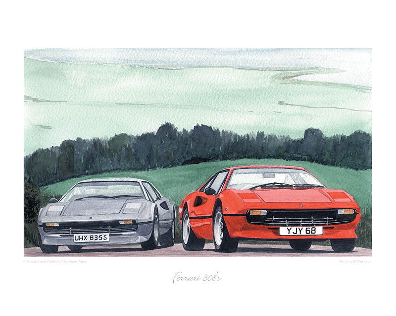 Pair of Ferrari 308's Car print