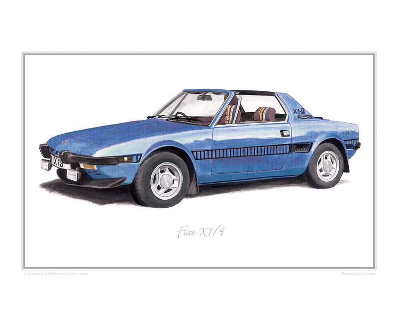 Fiat X1/9 blue classic car print
