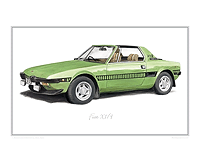 Fiat X1/9 green classic car print
