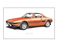 Fiat X1/9 orange classic car print