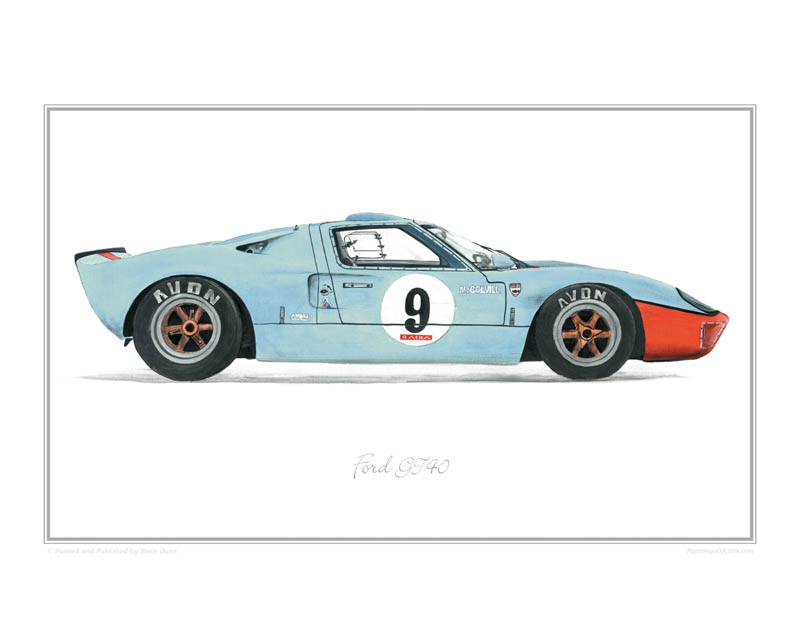 Ford GT40 Gulf classic car print