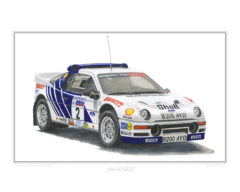 Ford RS200 rally classic car print