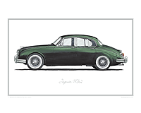 Jaguar Mk2 green Car print