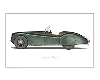 Jaguar XK120 green classic car print