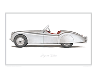 Jaguar XK120 silver classic car print
