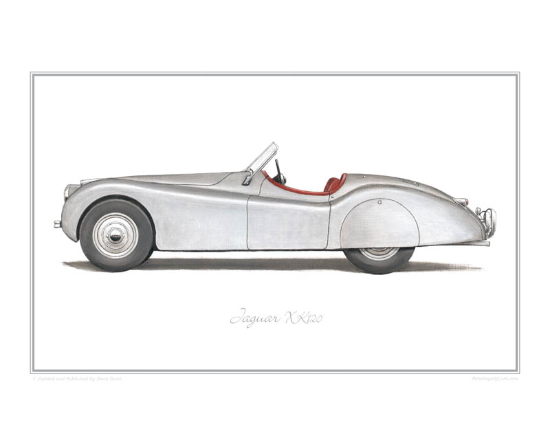 Jaguar XK120 silver classic car print