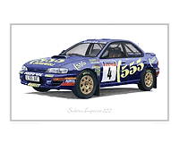 Subaru Impreza 555 rally classic car print