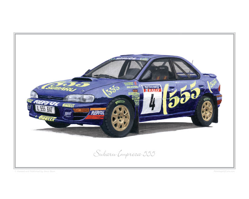 Subaru Impreza 555 rally classic car print