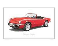 Triumph Spitfire red classic car print