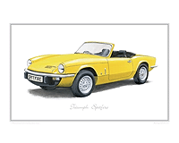 Triumph Spitfire yellow classic car print