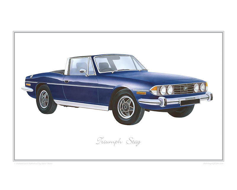 Triumph Stag blue classic car print