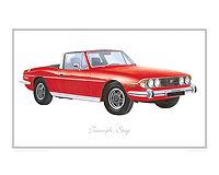 Triumph Stag pimento red classic car print