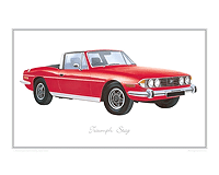 Triumph Stag signal red classic car print