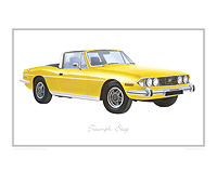 Triumph Stag yellow classic car print